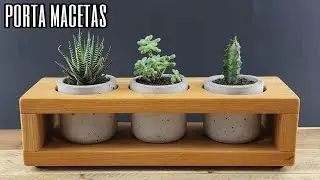 Porta MACETAS de madera, para MACETITAS de CONCRETO