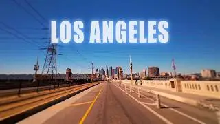 Sunny California Freeway Drive | Downtown LA, Elysian Park Scenic Drive, 4K
