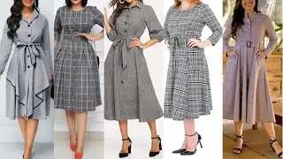 plain solid color winter designer skater dress ideas for office wear women/business women...