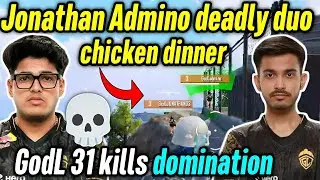 Jonathan Admino deadly duo chicken dinner 🔥 Godlike 31 kills domination 🥵