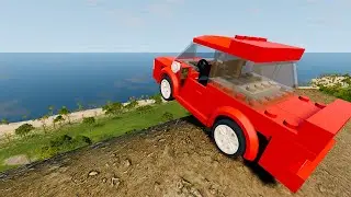 LEGO Car Jumping Into Leap Of Death, Downhill Destruction, CrashGrounds - BeamNG.Drive