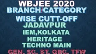 Branch wise || Category wise cutoffs  Jadavpur,IEM,Heritage,Techno  in wbjee 2020  #wbjee2020