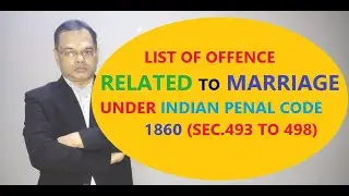 LIST OF OFFENCE RELATED TO MARRIAGE UNDER INDIAN PENAL CODE 1860 (493- 498) I Adv Navin Mehta