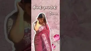 Hand painted saree 😲🔥 #youtubeshorts #handmadesaree #diyshort #handpaintedsarees #handpaintedfabric