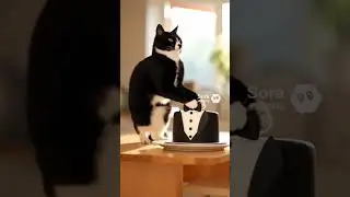 Tuxedo Cat Blocks Knife to Save Cake Twin! 😼✋🍰#dog #cat #funny #shorts  #ViralShorts#pawpopshorts
