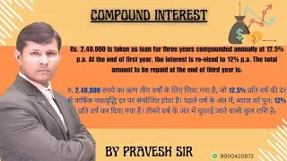 Rs. 2,40,000 is taken as loan for three years compounded annually at 12.5% p.a. At the end of first