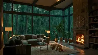 Rain and Fireplace Sounds | Peaceful Forest Home Ambience &ndash; End Stress and Insomnia