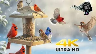 4K Relaxing beautiful small Birds feeding with Serenity ambient natural birds chirping sounds #asmr