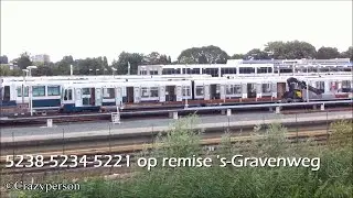 RET Metro Type T (SG2) 5238-5234-5221 rijdt uit remise 's-Gravenweg Rotterdam! [14 augustus 2014]