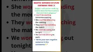 5 Negative Sentences in Future Continuous Tense ❌ | Learn English Grammar Easily