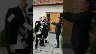 Money gun at marriage party.