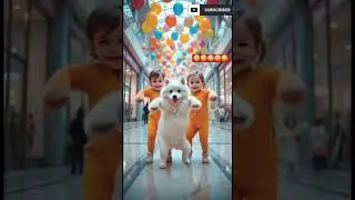 adorable twin baby dance in mall with dog 😇😇🥰 #cute #babydance #cutephoto #dog