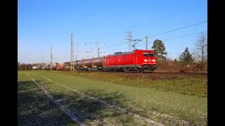 DB Cargo Bombardier Traxx 185 und 187 mit Mischer Güterzügen bei Dettingen am Main (Bayern)