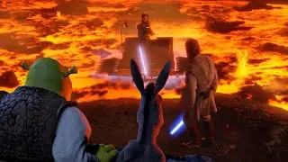 Shrek laughs at Anakin&rsquo;s defeat