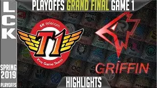 SKT vs GRF Highlights Game 1 | LCK Playoffs Grand Final Spring 2019 | SK Telecom T1 vs Griffin G1