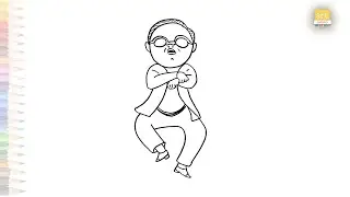 Psy Gangnam Style drawing | Outline drawings | How to draw Psy in Gangnam Style easy | #artjanag