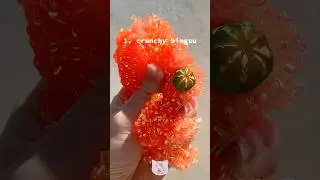 Which is your favorite slime ASMR? 🍊🍃🥐 crunchy bingsu, jelly cube pops, or fluffy sizzles ~