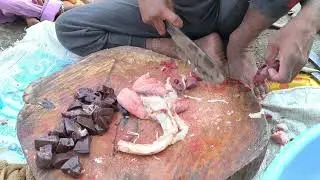 Mutton meat pieces boti cutting