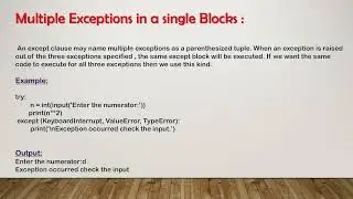 Exception Clause with No Exception || Multiple Exceptions || User defined Exceptions