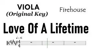 Love Of A Lifetime Viola  Original Key Firehouse Sheet Music Backing Track Partitura