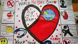 How  to make healthy heart poster / world heart day poster / art and crafty/ for kids
