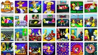Create Simpsons Art with DALL&middot;E neural network (Homer, donut, drink, watermelon, sofa, USA, chess)