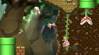 New Super Luigi U Deluxe (4 players troll coop): World5 Soda Jungle #1