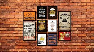 Processo de Fabrica&ccedil;&atilde;o KIT 10 Quadros Decorativos Adesivados MDF Madeira