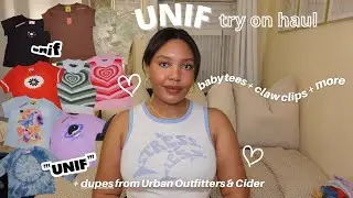 UNIF try on haul & Urban Outfitters + Cider | lots of baby tees & cute claw clips