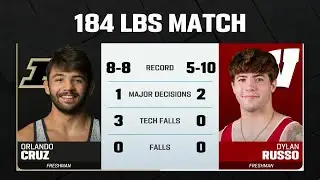 184 LBs: Wisconsin's Dylan Russo vs. Purdue's Orlando Cruz | Big Ten Wrestling | 02/07/2025