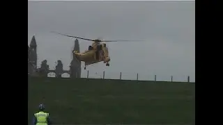 Seaking helicopter ditches in field while on a rescue making a very hard landing.#whitby