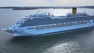 Costa Fortuna cruise ship leaving Cork Harbour Drone 4k