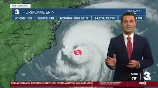 Hurricane Erin nears the NC/VA coastline, bringing threats of coastal flooding to the Outer Banks