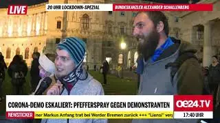 Gewalt auf der Freiheits-Demo in Wien? Teilnehmer liest Moderator die Leviten!