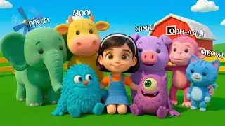 Colorful Animals Song for Kids | Learn Farm and Wild Animals | Nursery Rhymes with Loopics TV