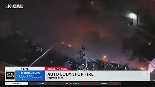 Fire engulfs auto body shop in Culver City