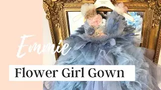 FLOWER GIRL  wedding dream dress , princess TULLE floor length BALL GOWN in color Platinum grey