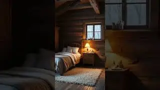 Aesthetic Cozy Cabin Bedroom ❄✨ Snowfall Outside | Warm Winter Aesthetic & Chill Vibes