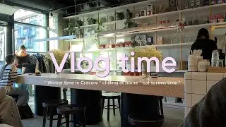 Cracow chilling vlog | Winter in Cracow * chilling at home * cat screen time *
