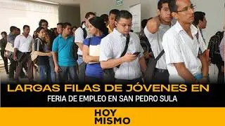 Interminables filas de jóvenes buscando trabajo en feria de empleo en San Pedro Sula