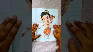Creative 3D Lord Ganesha Craft Drawing on Notebook | Incredible Mini Art #youtubeshorts