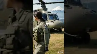 Japanese Female Soldier with Military Helicopter &ndash; Strength, Honor #shorts #military #ai #army
