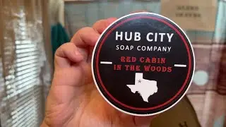 Red Cabin In The Woods by Hub City Soap Co., Merkur 38c and Dscosmetics Flat Top Brush