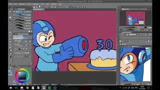 Mega Man 30th birthday card art; a timelapse