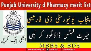 Punjab University D Pharmacy Merit List 2021 PUCP