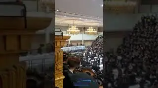 Skverer Rebbe entering Shushan purim tish 5781
