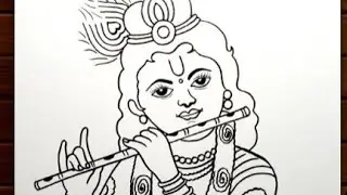 Bal Krishna Line Drawing || Krishna Thakur Drawing |Simple Bal Gopal Drawing | @artistpriyasingh