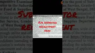 Food SI Recruitment 2023 |WBPSC FOOD SI NEW VACANCY NOTIFICATION 2023