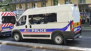 Police CRS Gendarmerie Mobile en Urgence Bd Magenta Police Cars and Vans, Riot Police responding