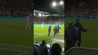 Ex Leeds United Andrew Hughes getting a yellow card on touchline at Elland Road. #leedsunited #leeds